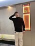 羅蒙（ROMON）高端羊毛衫男秋冬圓領(lǐng)套頭毛衣雙股加厚針織衫保暖寬松打底衫 蟹殼青【雙股】 加厚 XL 曬單實(shí)拍圖
