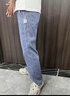 JEEP SPIRIT牛仔褲男春夏新款天絲韓版寬松直筒潮牌闊腿褲子男休閑長(cháng)褲 1048藍色 XL 曬單實(shí)拍圖