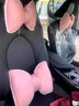 Wabbprzz汽車(chē)頭枕腰靠車(chē)用護頸枕椎靠枕車(chē)載座椅腰靠墊一對四季可愛(ài)蝴蝶結 曬單實(shí)拍圖
