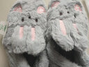 嬌奈純棉拖鞋包跟高跟棉拖鞋女新款冬季包跟室內卡通可愛(ài)厚底拖鞋保暖 灰色[可愛(ài)包跟兔兔] 38-39 [推薦36-37腳] 曬單實(shí)拍圖