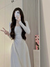 GARNUO白色長(cháng)袖連衣裙子女春秋2026新款法式高級感小個(gè)子收腰小白裙長(cháng)裙 白色長(cháng)袖 S【101-110斤】 曬單實(shí)拍圖