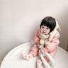 幼歌（YOUGE） 嬰幼兒百搭圍巾冬季俏皮萌趣毛球寶寶針織毛線(xiàn)圍脖 米杏 均碼 曬單實(shí)拍圖
