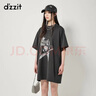 DZZIT地素時尚T恤連衣裙春秋繡花印花設(shè)計燙片工藝女 黑色 XS 曬單實拍圖