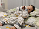 格里尼（griny）Griny嬰兒睡袋純棉春秋寶寶雙層秋冬分腿睡袋兒童防踢被四季通用 派對嘟嘟車【雙層無夾棉】 80/S碼【建議身高85cm以下】 曬單實(shí)拍圖