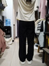 奕卬闊腿褲子女春秋夏高腰高級感垂感黑色直筒褲寬松休閑小個(gè)子西裝褲 西褲闊腿 M 曬單實(shí)拍圖