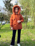 雅鹿媽媽羽絨服中長(cháng)款2025年新款洋氣中年女款優(yōu)雅中老年保暖外套 2280橘紅 M （推薦100-110斤） 曬單實(shí)拍圖