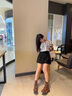富貴鳥馬丁靴女冬2024新款頭層牛皮粗跟系帶短靴女加絨側(cè)拉鏈機車女靴子 黑色單里FN0224/0357 36 曬單實拍圖