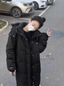 韓璐嬌（hanlujiao）長(zhǎng)款羽絨棉服女冬季2024新款韓版寬松學(xué)院風(fēng)連帽過(guò)膝加厚棉衣外套 黑色 M 曬單實(shí)拍圖
