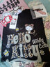 WHOOSIS【HELLOKITTY官方聯(lián)名】豹紋貼布刺繡LOGO短袖T恤休閑寬松街頭 黑色 L 曬單實(shí)拍圖