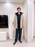 京西藍靛冬季潮牌防寒保暖輕薄鵝絨羽絨服男寬松大碼中長款連帽面包服外套 淺卡其 L 推薦體重120-140斤 曬單實拍圖