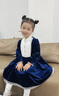 IVY HOUSE常春藤兒童裝女童裝2023秋季新款高端絲絨輕奢復古宮廷禮服連衣裙 深藍（（領(lǐng)花不附贈）） 110 曬單實(shí)拍圖