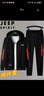 JEEP SPIRIT吉普套裝男春秋季夾克長(cháng)褲兩件套開(kāi)衫茄克運動(dòng)連帽 黑紅色 4XL 曬單實(shí)拍圖