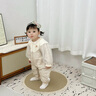 班喜迪嬰兒衣服秋冬裝嬰幼兒夾棉連體衣女寶寶棉衣公主哈衣加厚冬季棉服 米色 90cm 曬單實(shí)拍圖