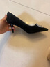 康莉水鉆方扣高跟鞋女春季新款羊皮絨面細跟尖頭晚宴鞋約會(huì )單鞋 黑色 35 曬單實(shí)拍圖