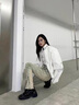 凱普蒂美式高街vibe修身水洗黃泥牛仔褲男女同款潮街頭拉鏈直筒褲 8157黃泥色 L 【110-120斤】 曬單實拍圖