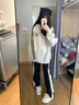 愛麥依黑色三條桿連帽衛(wèi)衣女夏季款美式拉鏈設(shè)計(jì)感小眾開衫oversize外套 淺灰色 M 86-105斤【正版品質(zhì)】 曬單實(shí)拍圖