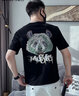 稻草人短袖t恤男夏季新品休閑時(shí)尚男士打底衫印花圓領(lǐng)上衣 黑色 T117-A  XL 曬單實(shí)拍圖