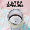 大嘴猴保溫杯316L不銹鋼大容量?jī)和瘜W(xué)生水杯子彈蓋吸管杯 檸檬綠500ml 曬單實(shí)拍圖