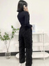 雅格羅伊羽絨褲女 白鵝絨加厚 零下40度外穿白鴨絨羽絨工裝褲女冬季外穿加 棉褲 黑色 L 曬單實(shí)拍圖
