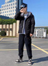 安初夏輕熟風(fēng)高級(jí)感夾克外套男士休閑套裝秋冬季加絨穿搭配修身衣服男裝 W189黑色+棉白T+K108灰褲 XL 120-140斤 曬單實(shí)拍圖