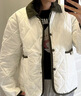 慕雪辭小香風(fēng)撞色菱格翻領(lǐng)棉服秋冬女2023時(shí)尚寬松百搭短款輕薄夾棉外套 白色 S 90-100斤 曬單實(shí)拍圖