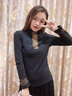 皮爾卡丹（pierre cardin）打底衫半高領(lǐng)女士春秋冬新款長(cháng)袖加絨加厚洋氣小衫內搭上衣修身 黑色不加絨《 2XL (130-140斤) 曬單實(shí)拍圖