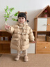 幼歌（YOUGE）嬰幼兒冬季新款簡(jiǎn)約盤(pán)扣中長(zhǎng)款羽絨服蓬松保暖舒適外套 卡其 90 cm 曬單實(shí)拍圖