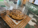 棲愛(ài)雙層透明玻璃茶水分離杯隔熱防燙大容量上班族用水杯 金色浮雕游龍辦公杯 曬單實(shí)拍圖
