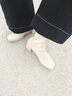 韞舜馬丁靴女新款女靴歐美風方頭后拉鏈短靴女式粗跟中跟靴子女 法式粗跟前斜縫線米白色4cm 37 曬單實拍圖
