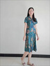 俞兆林（YUZHAOLIN）中年洋氣媽媽新款夏裝仿真.絲連衣裙高貴婚宴禮服中老年夏季大碼 藍(lán)色 3XL 125-135斤 曬單實(shí)拍圖