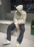 港蒂灣扎染燈芯絨褲子男春秋款直筒寬松闊腿加絨長褲美式休閑褲臟臟褲 黑色 L-115至130斤可穿 曬單實拍圖