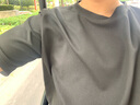 摘星少年衣服男重磅華夫格短袖男夏季寬松圓領(lǐng)t恤潮牌貼標(biāo)簡約時尚半袖情侶裝體恤男 黑色短袖 3XL 曬單實拍圖