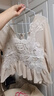 妖精的口袋仙氣鏤空蕾絲雪紡衫女2025春季新款設計感罩衫薄紗上衣 蕾絲米白色 L 曬單實(shí)拍圖