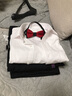 鼎瑪仕兒童西服套裝男童花童禮服中大童鋼琴演出服韓版小孩西服外套春秋 黑青果領(lǐng)5件套：3件套+襯衫+領(lǐng)結 165碼 身高160-165cm 重100-105 曬單實(shí)拍圖