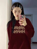 LDBE酒紅色圓領(lǐng)毛衣女秋冬加厚慵懶風(fēng)2025年新款復(fù)古高級(jí)感針織上衣服 酒紅色【加絨加厚面料升級(jí)】 M 曬單實(shí)拍圖