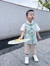 G.DUCKKIDS童裝漢服男童夏季短袖兒童古裝套裝小男孩唐裝寶寶周歲禮服中國(guó)風(fēng) 綠色【3068】 130 適合身高120-130cm年齡7-8歲c 曬單實(shí)拍圖