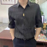 逐夢(mèng)顏襯衫男士夏季新款外套修身冰絲條紋百搭襯衣長(cháng)五分袖潮牌痞帥純色 黑色T60 L 曬單實(shí)拍圖