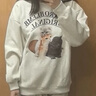 FOX.G女士衛(wèi)衣純棉外套女春秋款2025新款女裝秋季穿搭衣服秋冬長袖t恤 三只貓咪印花寬松衛(wèi)衣白灰色 M 【建議130斤內(nèi)】 曬單實拍圖