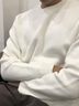 PRIDEME深冬季加絨加厚保暖一體絨圓領(lǐng)白色毛衣男長(cháng)袖修身套頭針織衫男士 LDK2119-白色 XL 【體重建議：130-150斤】 曬單實(shí)拍圖