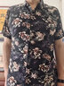 皮爾卡丹2025夏季短袖襯衫男士絲光棉免燙花襯衣男胖子寬松加大碼印花半袖 8916黃色 2XL 適合155-170斤 曬單實(shí)拍圖
