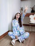 浪莎春秋款綿綢睡衣女長(cháng)袖薄款棉綢套裝韓版人造棉寬松家居服加 扎染紫 L 曬單實(shí)拍圖
