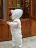 班喜迪嬰兒羽絨服冬季連體衣寶寶衣服白鴨絨嬰幼兒連帽外出加厚抱服秋冬 米色 73cm 充絨量79g 曬單實拍圖