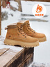 駱駝（CAMEL）加絨保暖增高厚底休閑戶(hù)外高幫雪地靴男士 G14W136663 土黃 39  曬單實(shí)拍圖