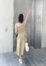 紫涵方領(lǐng)泡泡袖連衣裙女夏新款小眾蕾絲中長(zhǎng)裙高腰打攬七夕送女生 茶色 XS 曬單實(shí)拍圖