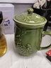 乾唐軒正品【活瓷杯官方授權】 盛世牡丹高杯陶瓷茶杯辦公杯水杯送人 耀州綠釉 曬單實(shí)拍圖