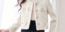 香影千金小香風(fēng)短外套女2025冬季新款正肩開(kāi)衫粉色氣質(zhì)溫柔風(fēng)上衣 米色 M 曬單實(shí)拍圖