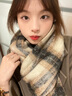 目丸圍巾女生冬季長(cháng)款韓版高級感格紋披肩加厚保暖復古情侶學(xué)生圍脖男 1#米杏色 曬單實(shí)拍圖