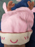贝娜茜婴儿帽子秋冬季新生儿胎帽纯棉6-12个月春秋薄款婴幼儿套头帽秋季 1102-睡眠小鹿-粉色 0-12个月 帽子+围巾 实拍图
