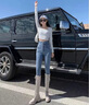 歌蕓超高腰排扣淺色牛仔褲女2025春秋季新款緊身顯瘦彈力小腳鉛筆褲潮 淺藍(lán)色常規(guī)版 M 建議99-112斤 曬單實拍圖