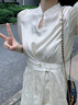 茵曼（INMAN）新中式霧感提花連衣裙兩件套2024夏季女裝新品盤(pán)扣腰帶套裝 梨花杏 S 曬單實(shí)拍圖